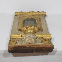 Carved oak altar niche with angel head, France circa 1650-1700