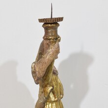 Baroque angel figure with candleholder, Italy circa 1650-1700