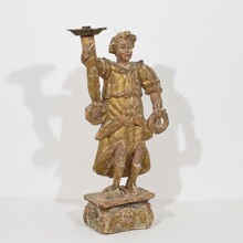 Baroque angel figure with candleholder, Italy circa 1650-1700