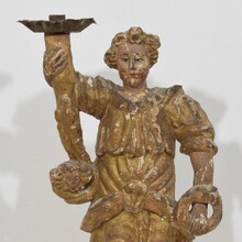 Baroque angel figure with candleholder, Italy circa 1650-1700