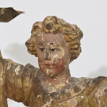 Baroque angel figure with candleholder, Italy circa 1650-1700