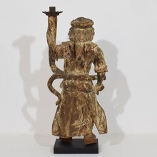 Baroque angel figure with candleholder, Italy circa 1650-1700