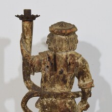 Baroque angel figure with candleholder, Italy circa 1650-1700