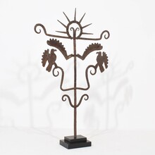 Hand forged iron folk art roof finial ornament, France circa 1750- 1850