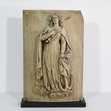 Carved oak panel of saint Philomena, France circa 1750-1850