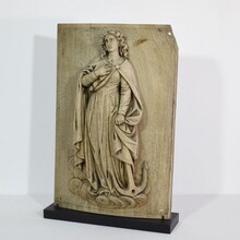 Carved oak panel of saint Philomena, France circa 1750-1850