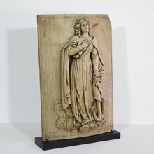 Carved oak panel of saint Philomena, France circa 1750-1850