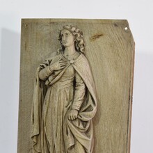 Carved oak panel of saint Philomena, France circa 1750-1850