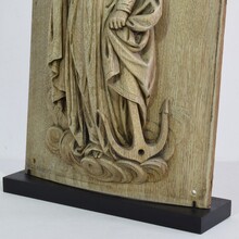 Carved oak panel of saint Philomena, France circa 1750-1850