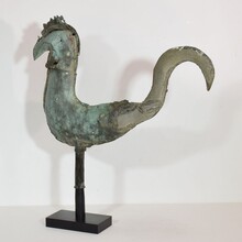 Folk art copper rooster weathervane, France circa 1750-1850