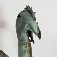 Folk art copper rooster weathervane, France circa 1750-1850