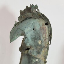 Folk art copper rooster weathervane, France circa 1750-1850