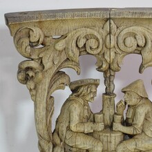 Weathered oak capital with figures, France 18/19th century