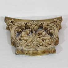 Weathered oak capital with figures, France 18/19th century