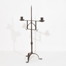 Hand forged iron candleholder, England 18th century.