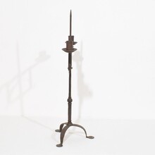 Hand forged iron candleholder, England 18th century.