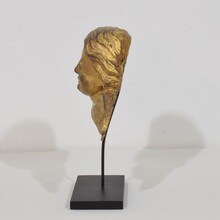 Baroque carved giltwood angel head on wings, Italy circa 1750