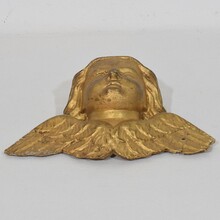 Baroque carved giltwood angel head on wings, Italy circa 1750
