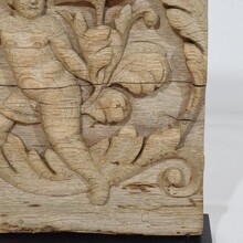 Carved oak panel depicting an angel on an acanthus curl, France circa 1750