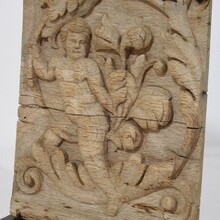 Carved oak panel depicting an angel on an acanthus curl, France circa 1750