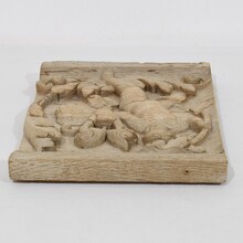 Carved oak panel depicting an angel on an acanthus curl, France circa 1750