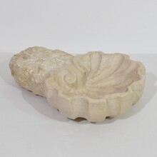 Baroque hand carved limestone water font or stoup, Italy circa 1750