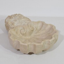 Baroque hand carved limestone water font or stoup, Italy circa 1750