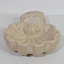 Baroque hand carved limestone water font or stoup, Italy circa 1750