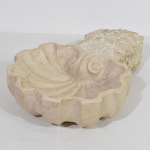 Baroque hand carved limestone water font or stoup, Italy circa 1750