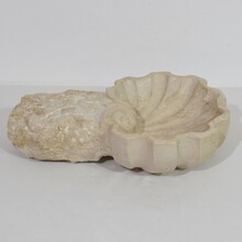 Baroque hand carved limestone water font or stoup, Italy circa 1750