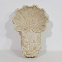 Baroque hand carved limestone water font or stoup, Italy circa 1750