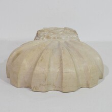 Baroque hand carved limestone water font or stoup, Italy circa 1750