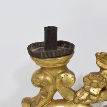 Carved giltwood baroque candleholder, Italy circa 1750-1780