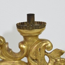 Carved giltwood baroque candleholder, Italy circa 1750-1780