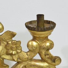 Carved giltwood baroque candleholder, Italy circa 1750-1780