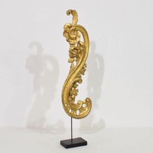 Hand carved giltwood curl ornament, Italy circa 1750