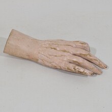 Hand carved wooden baroque hand of a Santos/Saint, Italy circa 1750