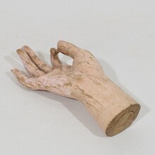 Hand carved wooden baroque hand of a Santos/Saint, Italy circa 1750