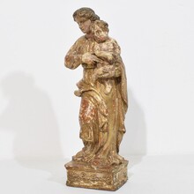 Neoclassical carved wooden Madonna with child, Italy circa 1760-1800