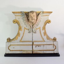 Baroque carved giltwood altar ornament with angel head, Spain circa 1750