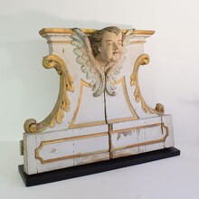 Baroque carved giltwood altar ornament with angel head, Spain circa 1750