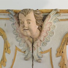 Baroque carved giltwood altar ornament with angel head, Spain circa 1750