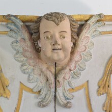 Baroque carved giltwood altar ornament with angel head, Spain circa 1750