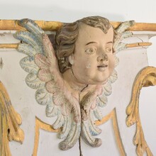 Baroque carved giltwood altar ornament with angel head, Spain circa 1750