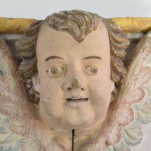 Baroque carved giltwood altar ornament with angel head, Spain circa 1750