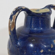 Blue glazed terracotta jug or water cruche, France circa 1850