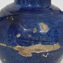 Blue glazed terracotta jug or water cruche, France circa 1850