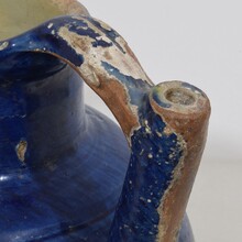 Blue glazed terracotta jug or water cruche, France circa 1850