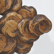 Carved oak winged angel head in clouds ornament, France circa 1800-1850