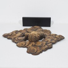 Carved oak winged angel head in clouds ornament, France circa 1800-1850